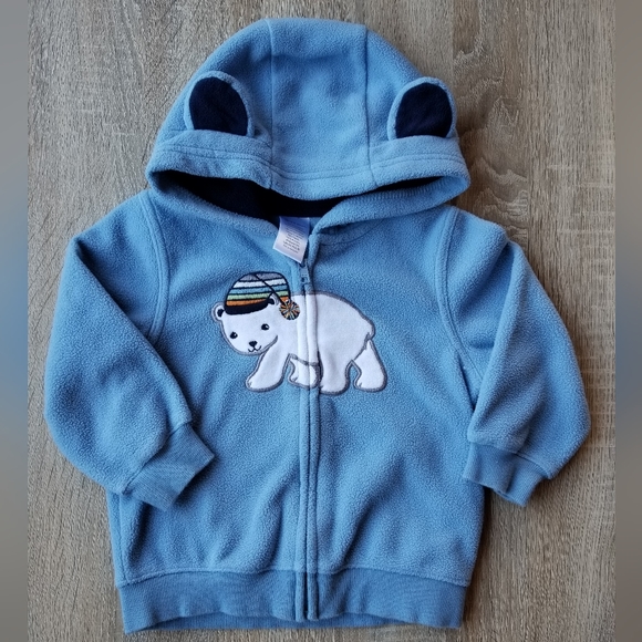 2011 vguc Gymboree 18-24 months fleece zip-up hoodie "Snow Bear" line - Picture 2 of 7